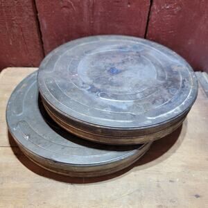VINTAGE Movie Film Reel Canisters 11" x 1 3/4" Lof of 2 EMPTY